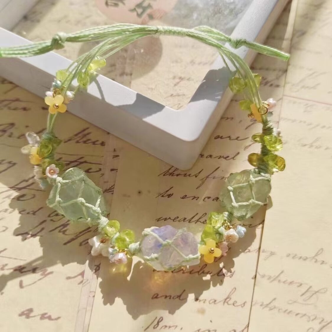 Iris Purple Butterfly String Bracelet – Hand-Woven Flower & Butterfly Charm, Sweet Niche Design High-Value Gift for Women