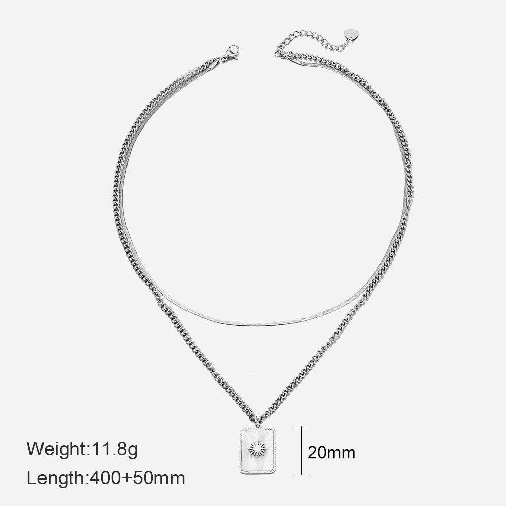 14K Gold Double-Layer Star Necklace – Stainless Steel Geometric Five-Pointed Star Pendant, Ins Style Niche Design Layered Clavicle Chain for Women