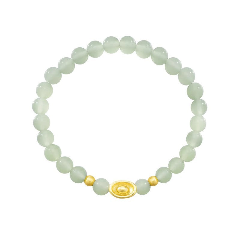 New Chinese Style Gold Ingot Transfer Bead Bracelet – 18K Gold Plated "Zhuan Yun Zhu" Lucky Charm, High-End Niche Design Bracelet for Women
