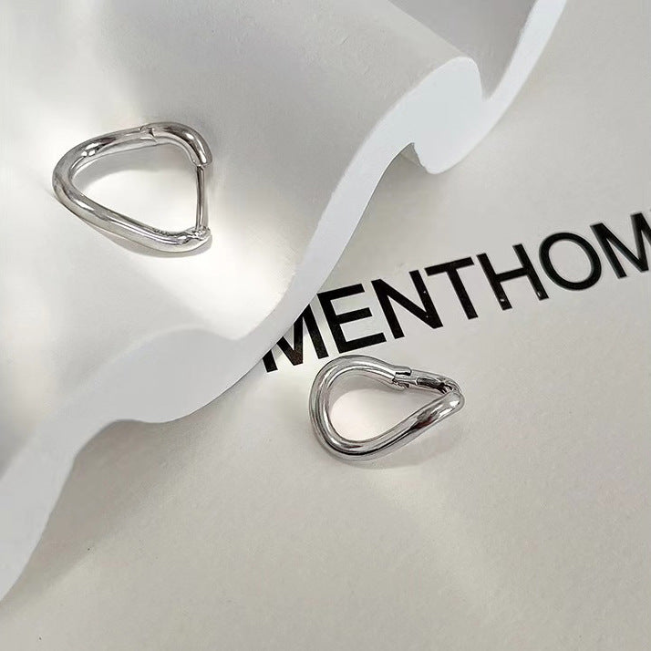S925 Sterling Silver Irregular Hoop Earrings - Minimalist High-End Abstract Studs for Women