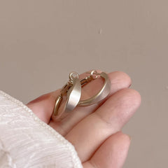 S925 Sterling Silver Geometric Stud Earrings - Matte Gold Finished Minimalist Jewelry for Women