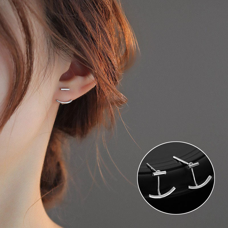 French Retro Gold Hoop Earrings - S925 Silver Needle Minimalist Thick Hoops - 18K Gold Plated Niche Design High-End Earrings for Women
