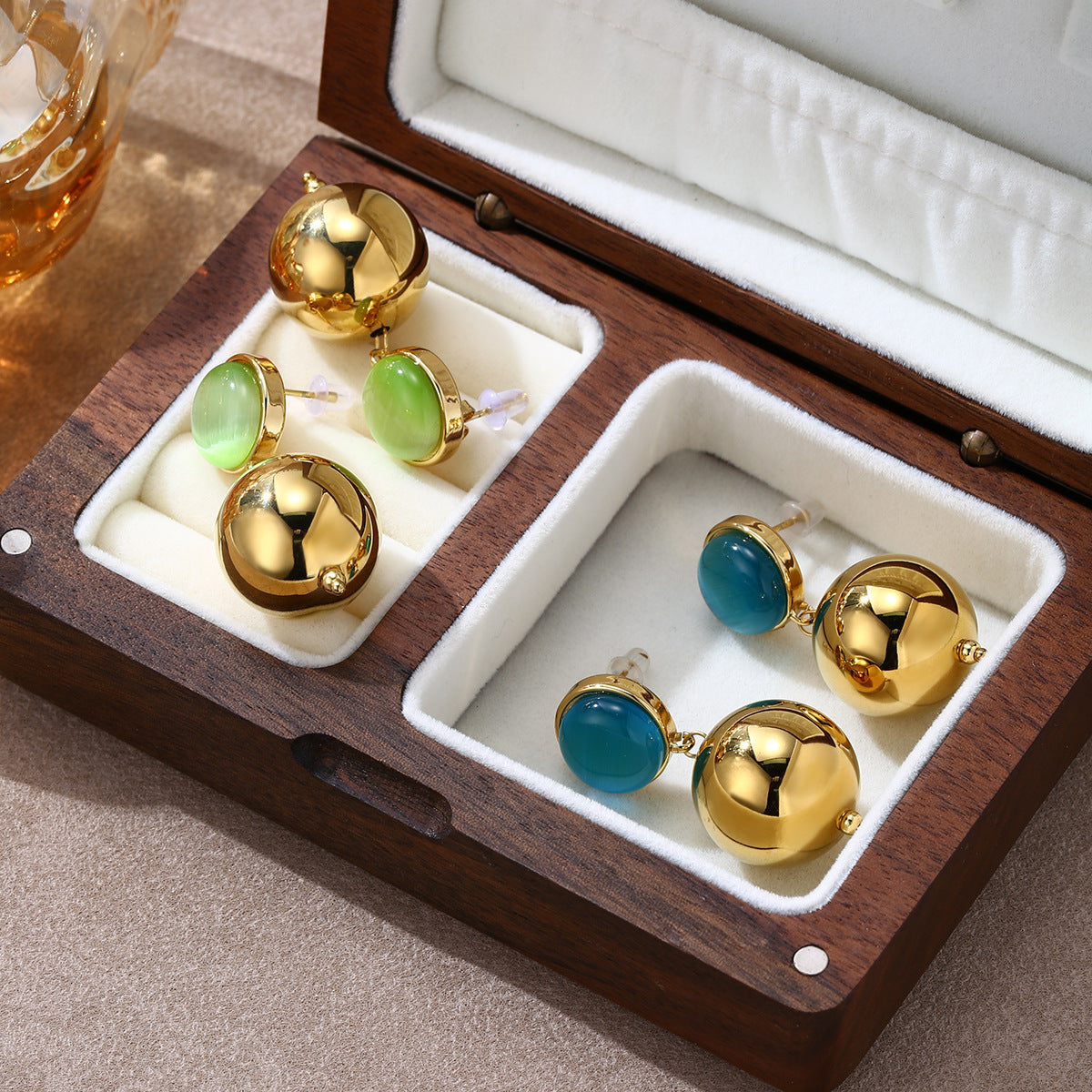 18K Gold Titanium Steel Ball Stud Earrings - Minimalist Zircon Pavé Round Earrings - Tarnish-Proof "Ins" Style Jewelry for Women