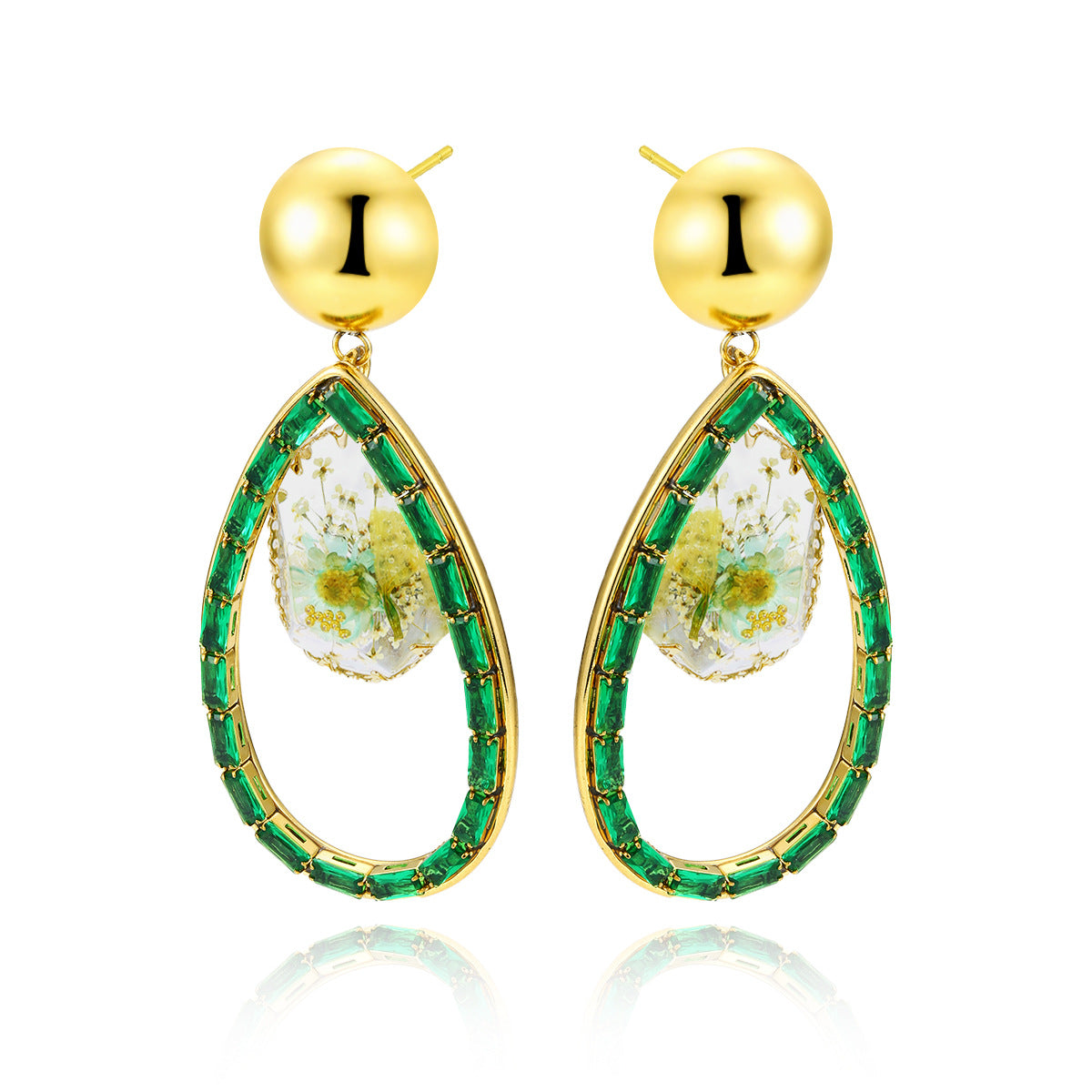 Exaggerated Zircon Hollow Drop Earrings - European & American Style 18K Gold Plated Statement Earrings - High-End Luxury Dangles for Women