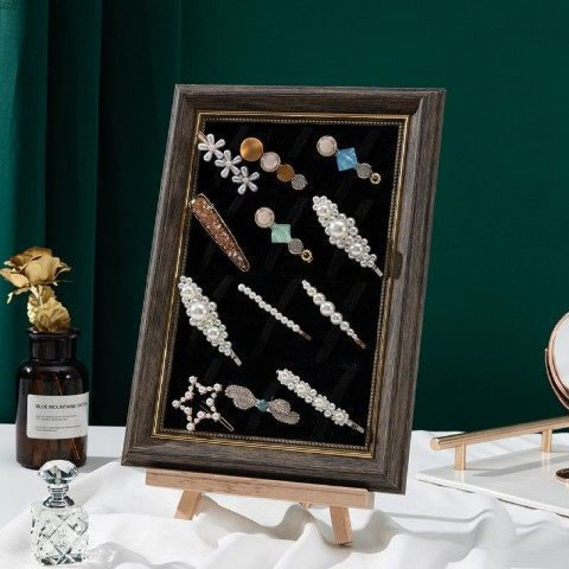 Wall-Mounted Jewelry & Hairpin Display Board - Multi-Functional Headwear Organizer Frame - Aesthetic Earring, Necklace, and Hair Accessory Storage Rack for Home Decor
