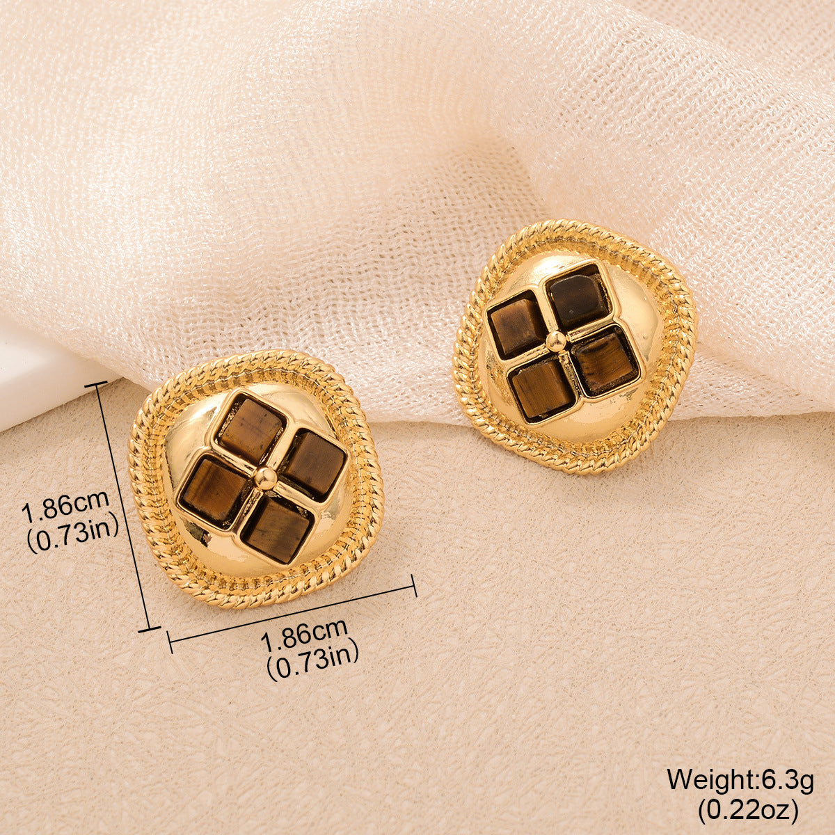 Natural Tiger Eye Drop Earrings - S925 Silver Needle Maillard Style Retro Lever-Back Earrings for Women