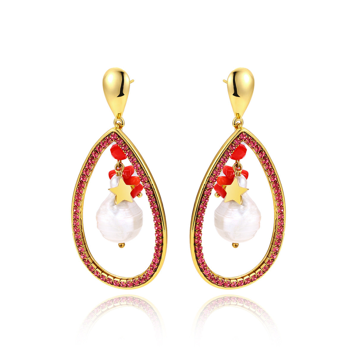 Exaggerated Zircon Hollow Drop Earrings - European & American Style 18K Gold Plated Statement Earrings - High-End Luxury Dangles for Women