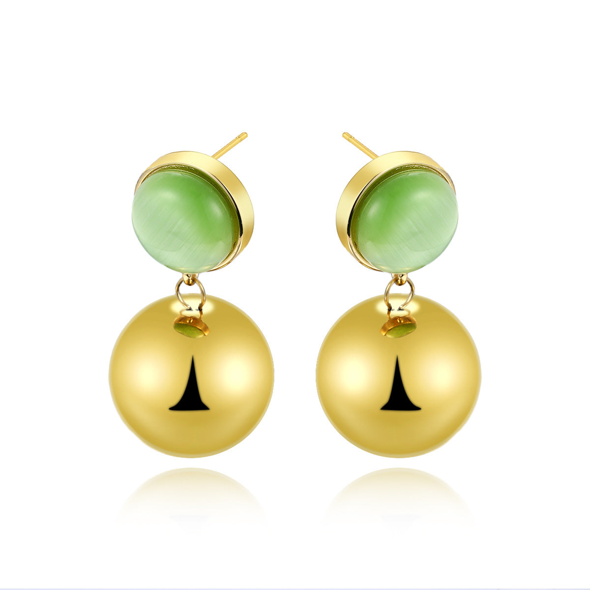 18K Gold Titanium Steel Ball Stud Earrings - Minimalist Zircon Pavé Round Earrings - Tarnish-Proof "Ins" Style Jewelry for Women