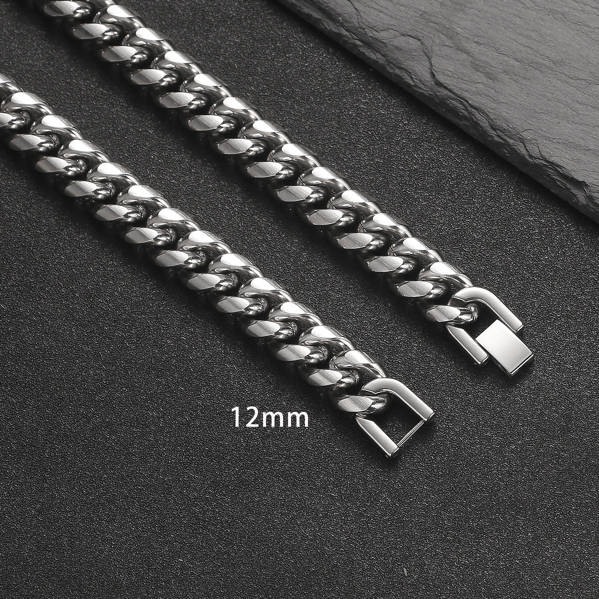 Heavyweight Titanium Steel Cuban Link Necklace – 360° Round Grinding Tightly Encrypted Chain, Hip-Hop Streetwear Jewelry with Industrial Security Buckle for Men