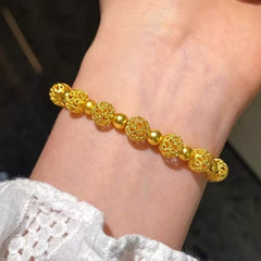 Ancient Method Filigree Hydrangea Bracelet – 18K Gold Plated Hollow Ball Bead Jewelry, New Chinese Style Exquisite Gift for Girlfriend
