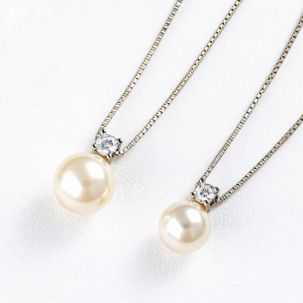 S999 Pure Sterling Silver Single Pearl Necklace – Minimalist High-End Solitaire Pendant, Light Luxury Clavicle Chain for Women