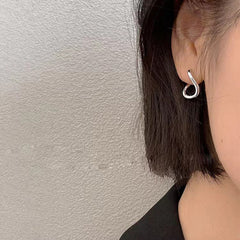 S925 Sterling Silver Irregular Hoop Earrings - Minimalist High-End Abstract Studs for Women