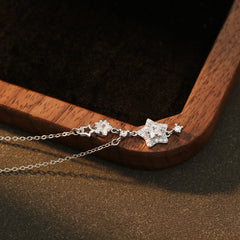 S925 Sterling Silver Star Necklace – Shimmering Zircon Five-Pointed Star Pendant, Ins Style Minimalist Clavicle Chain, Trendy Starry Jewelry for Women