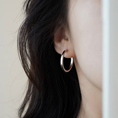 French Retro Gold Hoop Earrings - S925 Silver Needle Minimalist Thick Hoops - 18K Gold Plated Niche Design High-End Earrings for Women