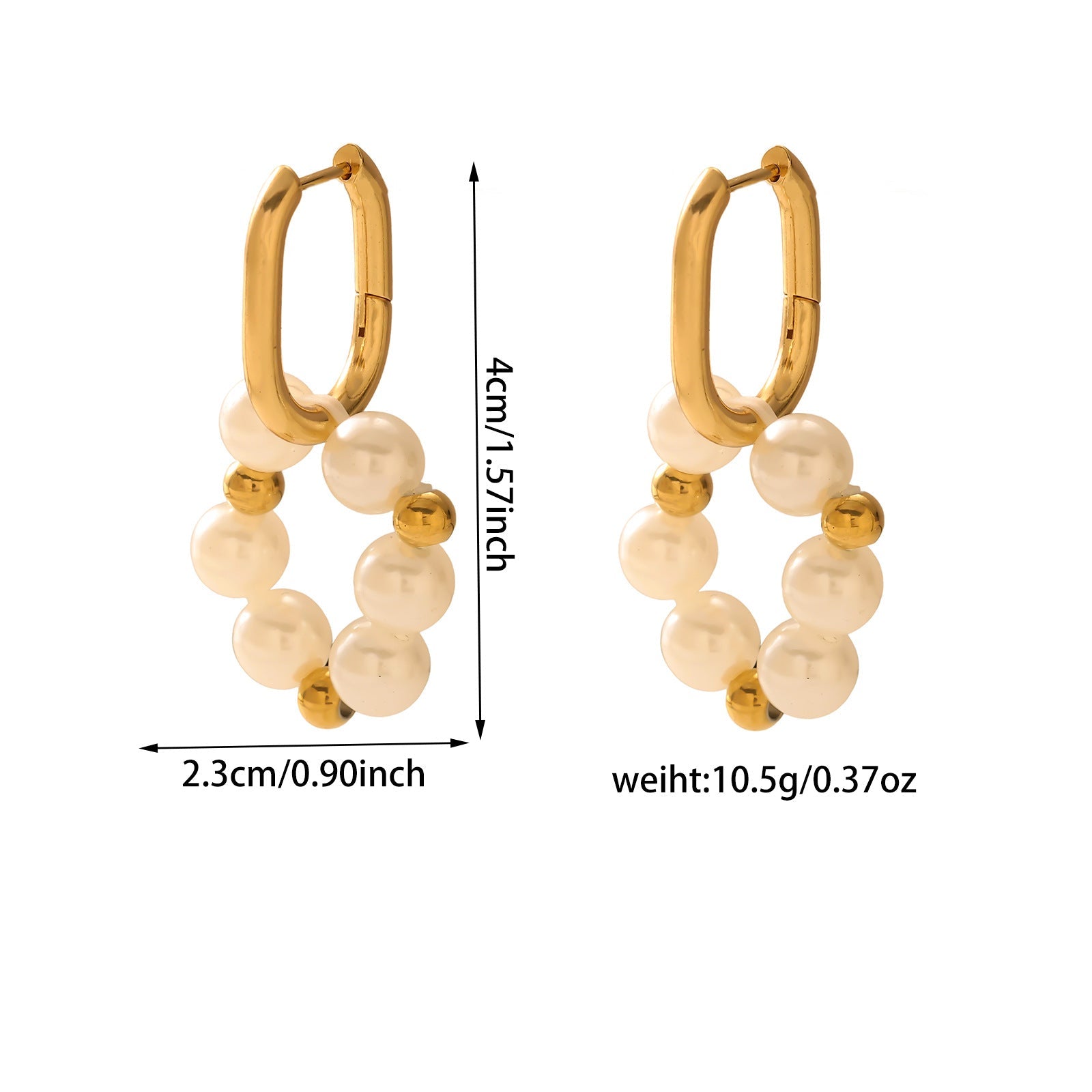 18K Gold Plated Stainless Steel Pearl Chain Earrings - Versatile Back-Hanging Dangle Earrings for Women