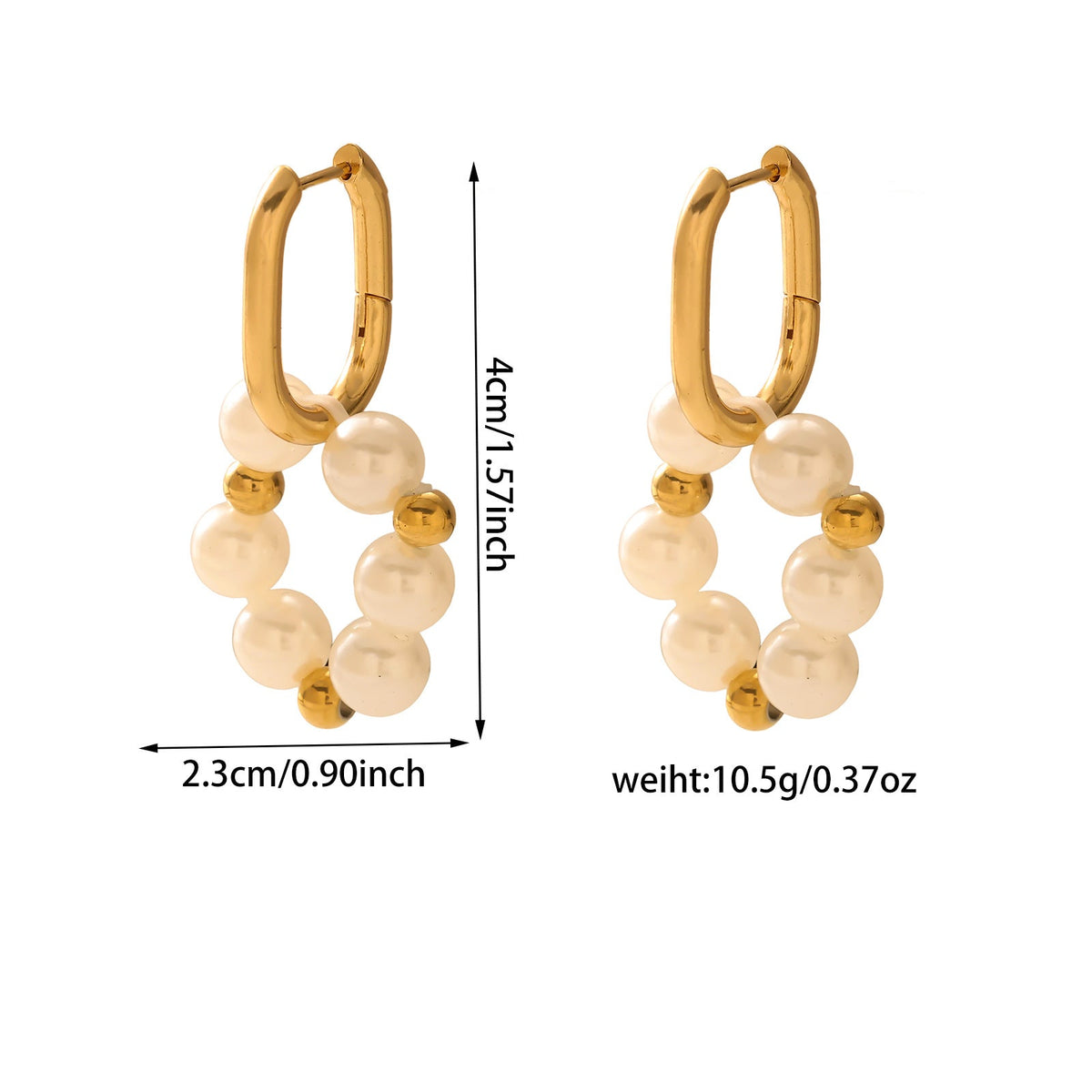 18K Gold Plated Stainless Steel Pearl Chain Earrings - Versatile Back-Hanging Dangle Earrings for Women