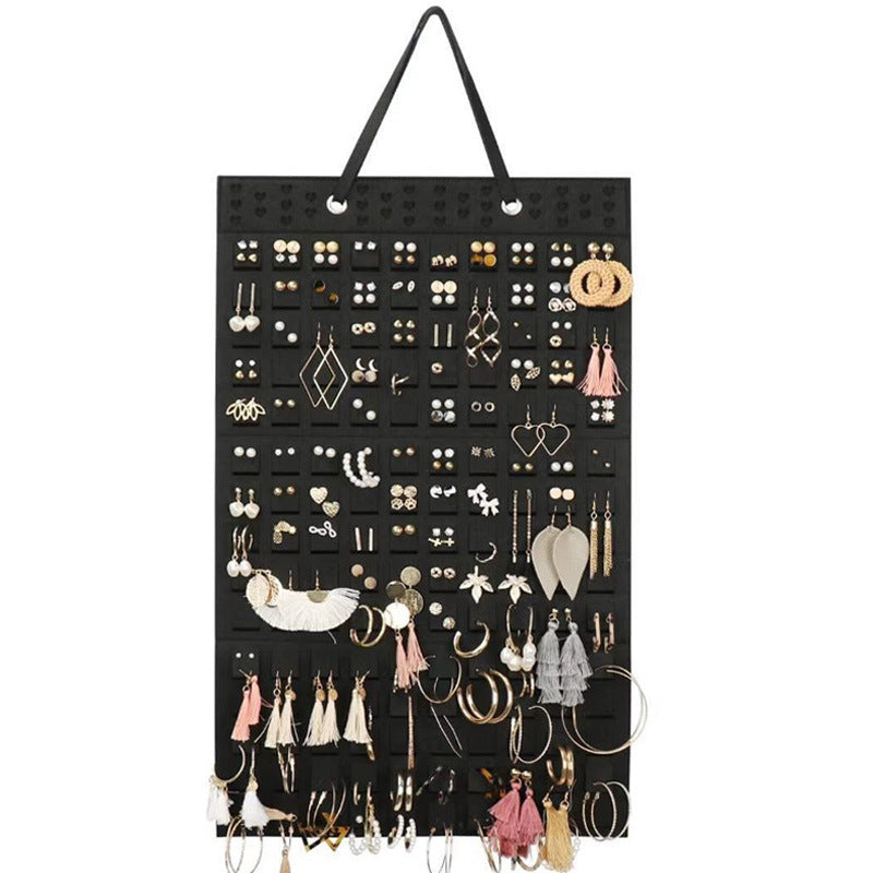Hanging Wall Jewelry Organizer – Large Capacity Felt Earring Storage Bag & Display Board for Studs, Hoops, and Dangle Earrings