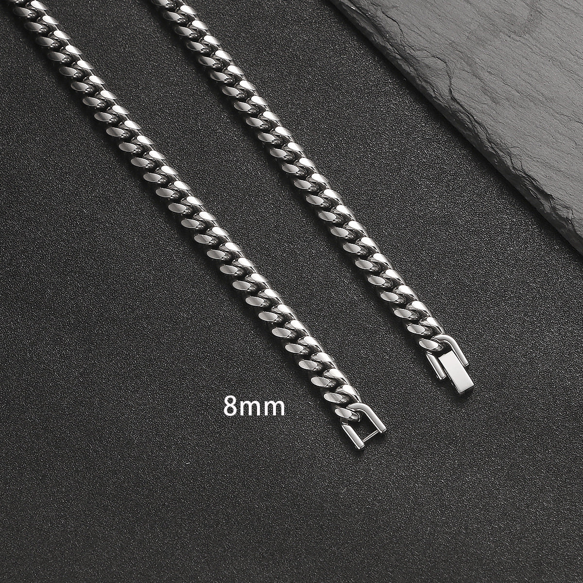 Heavyweight Titanium Steel Cuban Link Necklace – 360° Round Grinding Tightly Encrypted Chain, Hip-Hop Streetwear Jewelry with Industrial Security Buckle for Men