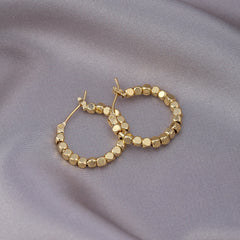 "Broken Silver" Irregular Lava Hoops - S925 Sterling Silver Textured Round Earrings - High-End Niche Design for Large Face Shapes