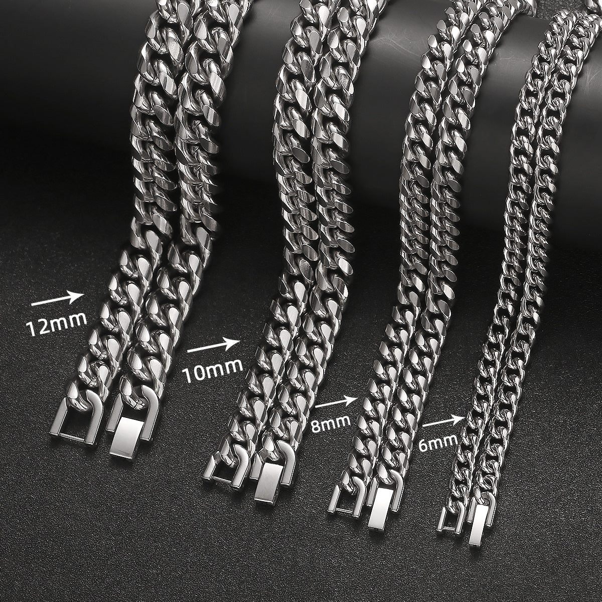 Heavyweight Titanium Steel Cuban Link Necklace – 360° Round Grinding Tightly Encrypted Chain, Hip-Hop Streetwear Jewelry with Industrial Security Buckle for Men