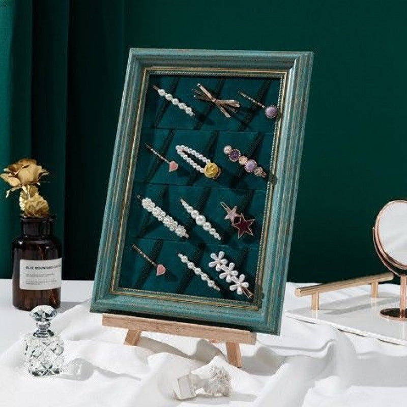 Wall-Mounted Jewelry & Hairpin Display Board - Multi-Functional Headwear Organizer Frame - Aesthetic Earring, Necklace, and Hair Accessory Storage Rack for Home Decor