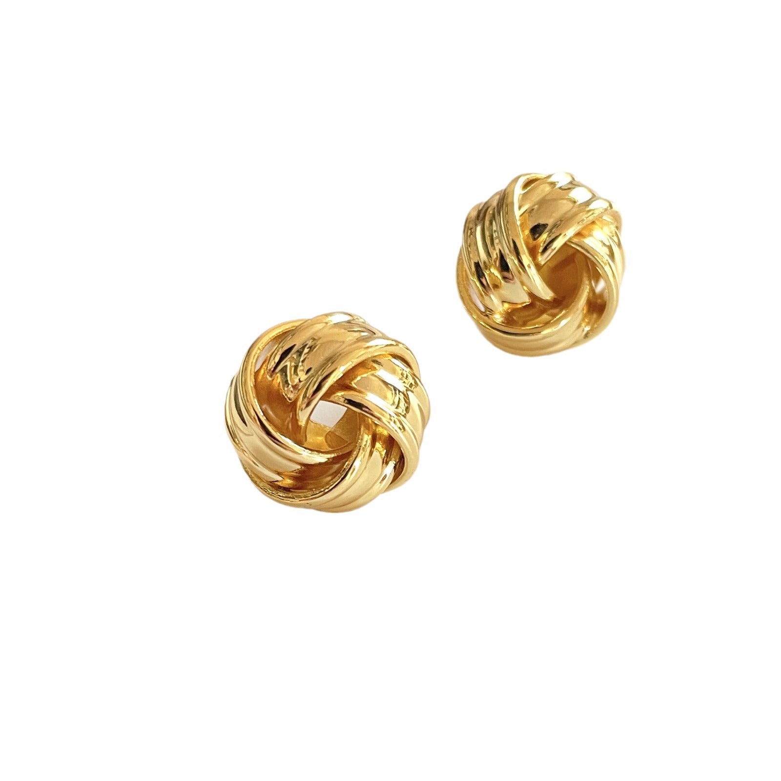 18K Gold Plated Knotted Twist Stud Earrings - Vintage Italian Style Metal Knot Earrings - Hypoallergenic Bold Statement Jewelry for Women