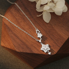 S925 Sterling Silver Star Necklace – Shimmering Zircon Five-Pointed Star Pendant, Ins Style Minimalist Clavicle Chain, Trendy Starry Jewelry for Women