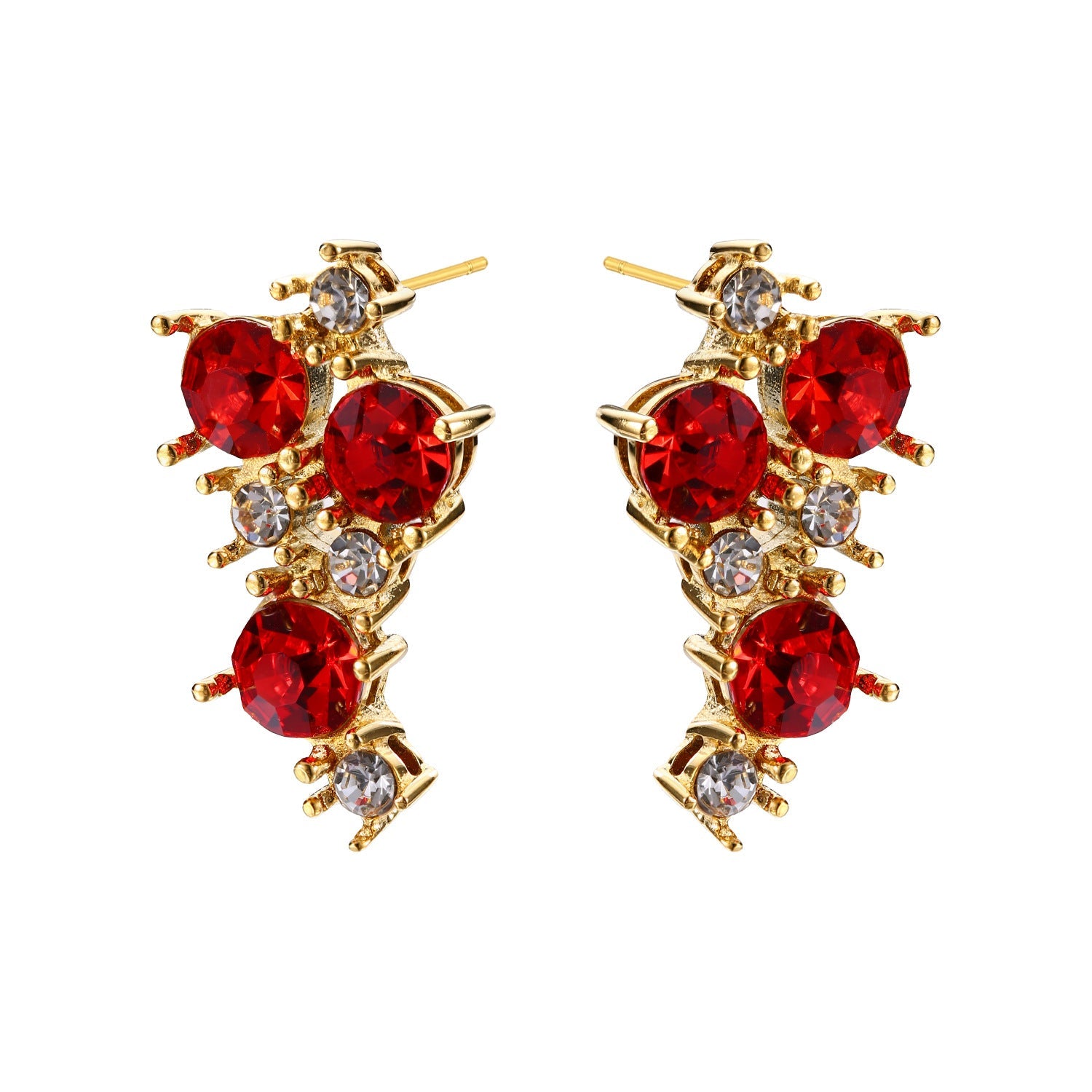 Red Cherry Earrings for Women - Niche 18K Gold Plated Titanium Steel Studs - Tarnish-Proof Hypoallergenic Light Luxury Jewelry