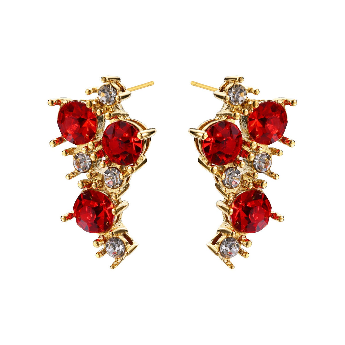 Red Cherry Earrings for Women - Niche 18K Gold Plated Titanium Steel Studs - Tarnish-Proof Hypoallergenic Light Luxury Jewelry