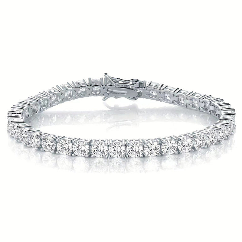 Classic 18K Gold Electroplated Zircon High-End Tennis Bracelet Full Of Diamonds Personalized Fashion Trend European And American Hip-Hop Style New