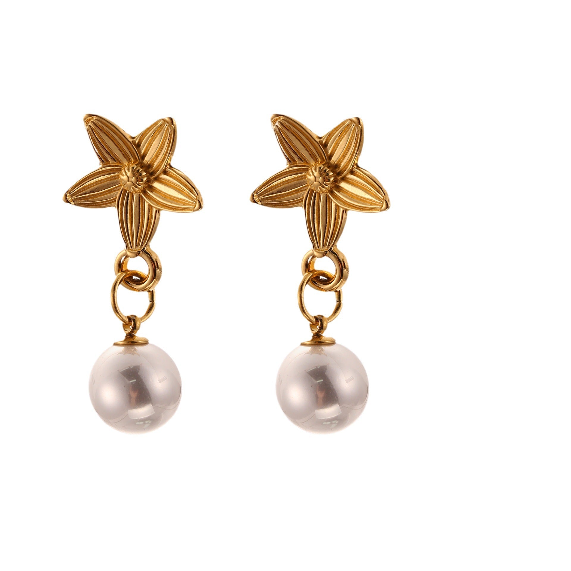 New Four-Leaf Clover Petal Studs - 18K Gold Plated "Light Luxury" Floral Earrings - Versatile High-End Ear Hole Support Earrings