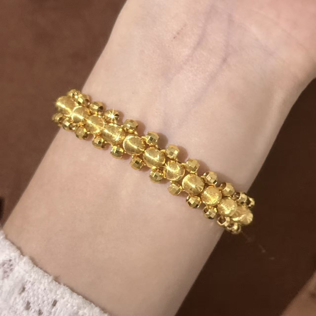 Alluvial Gold Explosive Cat Eye Transfer Bead Braided Bracelet For Women 2025 Popular Alluvial Gold Bracelet Fashionable And Versatile High-End