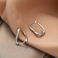 S925 Sterling Silver Irregular Hoop Earrings - Minimalist High-End Abstract Studs for Women