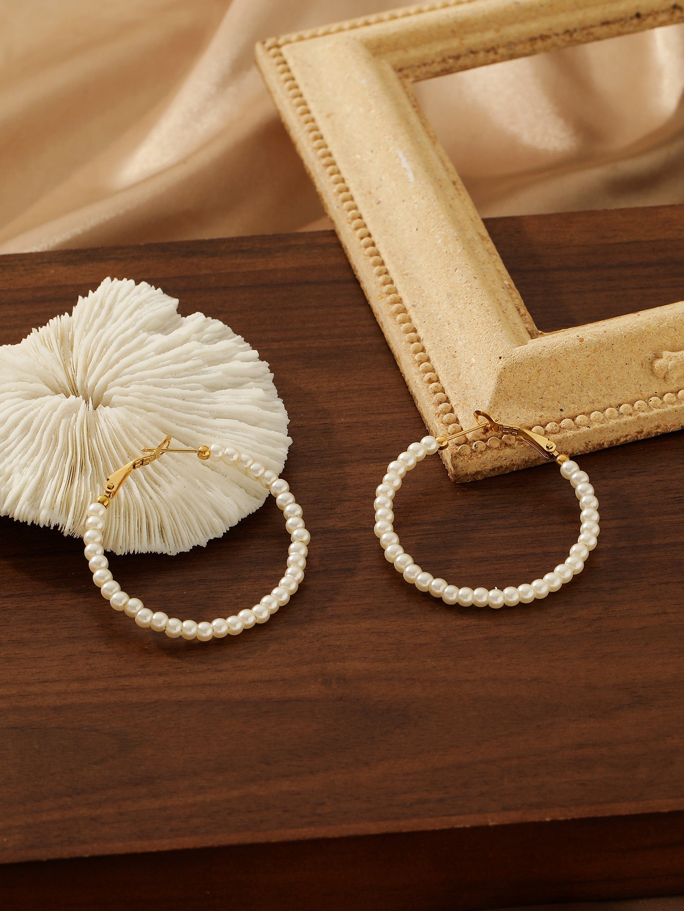 Round Beaded Shell Pearl Earrings - 18K Gold Plated Titanium Steel Studs - Tarnish-Proof European & American "Ins" Style Jewelry for Women
