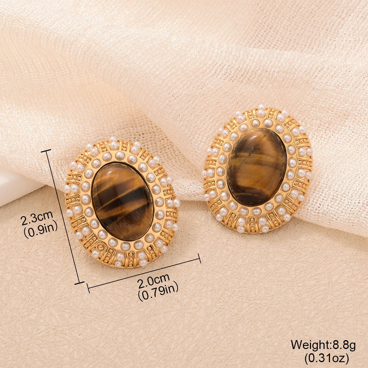 Natural Tiger Eye Drop Earrings - S925 Silver Needle Maillard Style Retro Lever-Back Earrings for Women