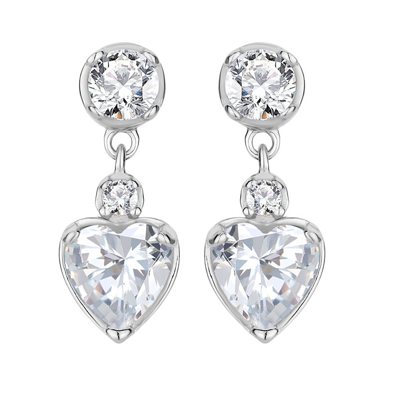 S925 Sterling Silver Heart Stud Earrings - 5A Cubic Zirconia Dainty Love Studs - Hypoallergenic Minimalist Sparkling Jewelry for Daily Wear