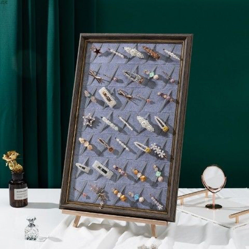 Wall-Mounted Jewelry & Hairpin Display Board - Multi-Functional Headwear Organizer Frame - Aesthetic Earring, Necklace, and Hair Accessory Storage Rack for Home Decor