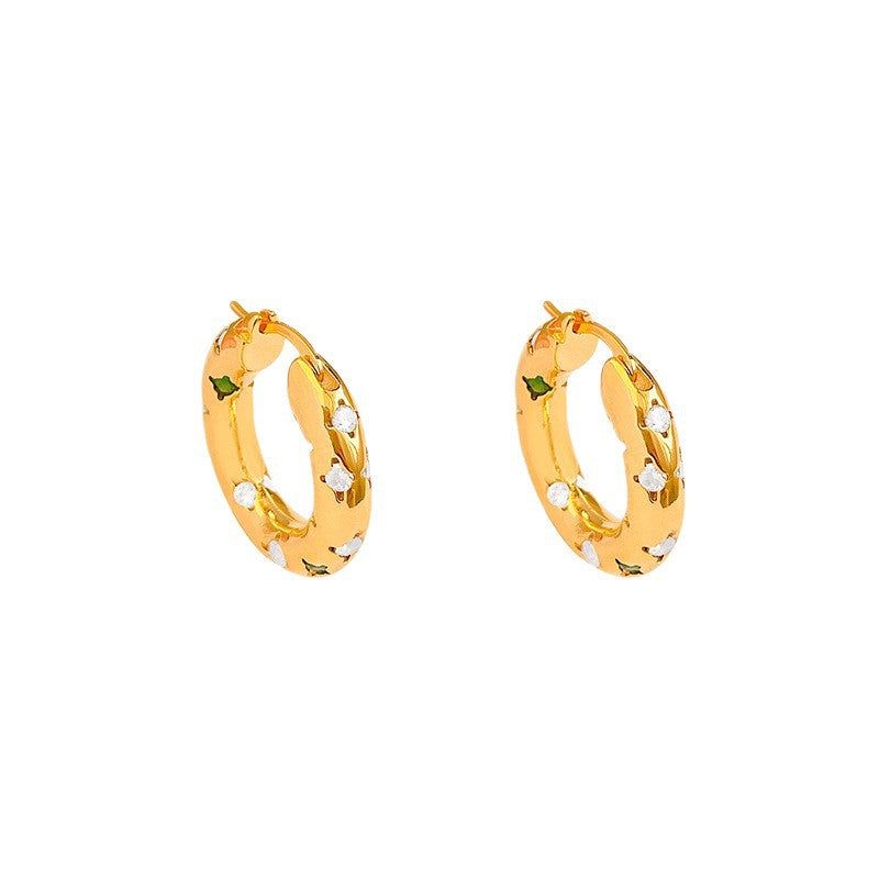 18K Gold Plated Thick Hoop Earrings - Chunky Bold Geometric Huggies for Women