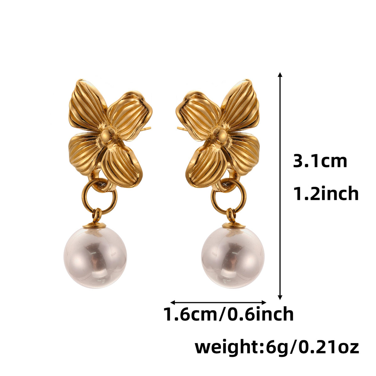 New Four-Leaf Clover Petal Studs - 18K Gold Plated "Light Luxury" Floral Earrings - Versatile High-End Ear Hole Support Earrings