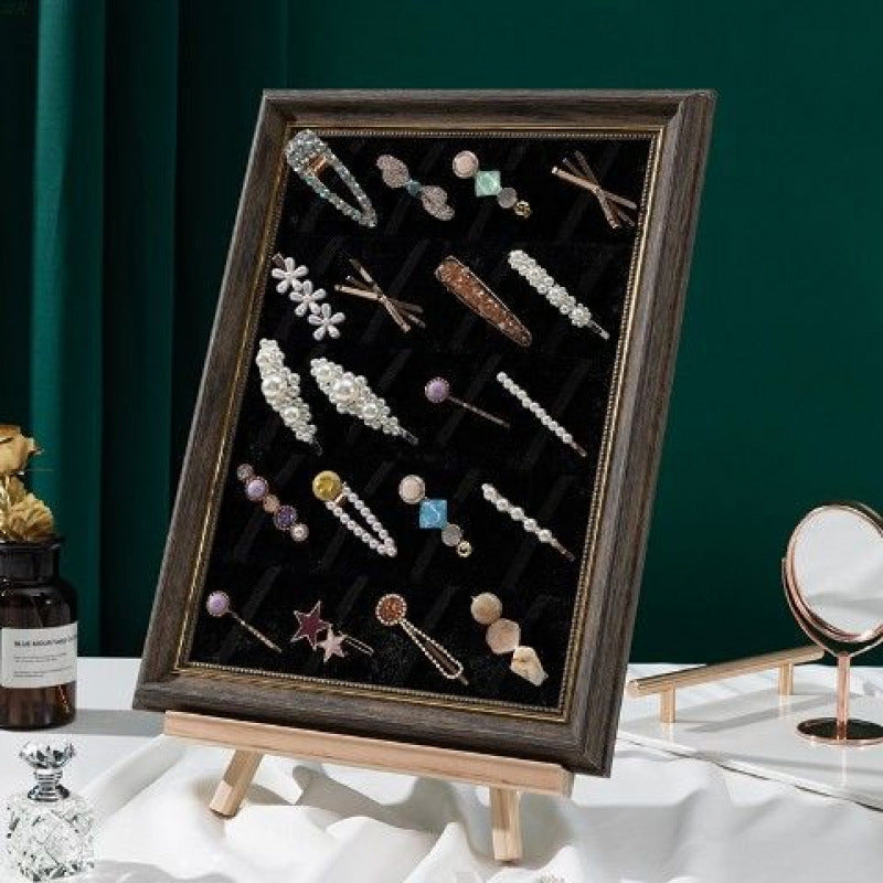 Wall-Mounted Jewelry & Hairpin Display Board - Multi-Functional Headwear Organizer Frame - Aesthetic Earring, Necklace, and Hair Accessory Storage Rack for Home Decor