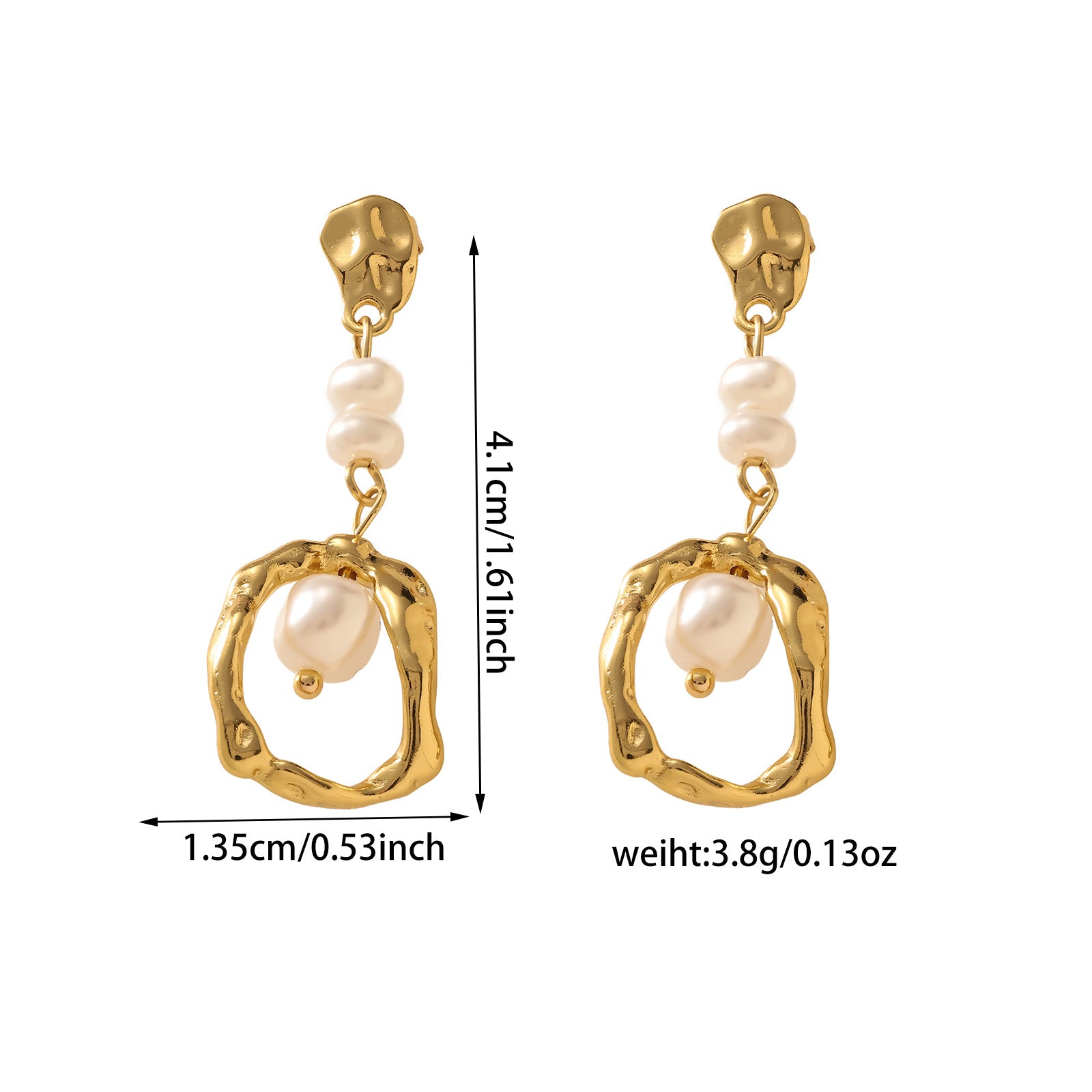 18K Gold Plated Stainless Steel Pearl Chain Earrings - Versatile Back-Hanging Dangle Earrings for Women