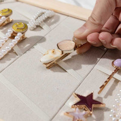 Wall-Mounted Jewelry & Hairpin Display Board - Multi-Functional Headwear Organizer Frame - Aesthetic Earring, Necklace, and Hair Accessory Storage Rack for Home Decor