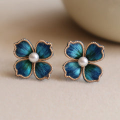 Red Velvet Flower Drop Earrings - Elegant Handmade Floral Wedding Accessories for Women
