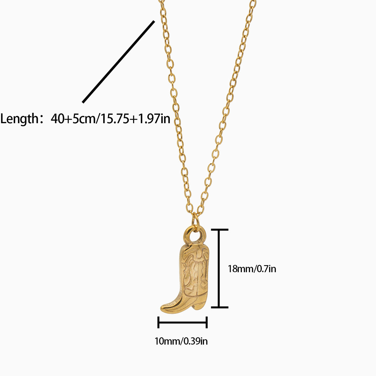 Retro Western Cowboy Boots Necklace – Stainless Steel Punk Style Pendant, Waterproof 18K Gold Plated Cowgirl Jewelry for Wholesale