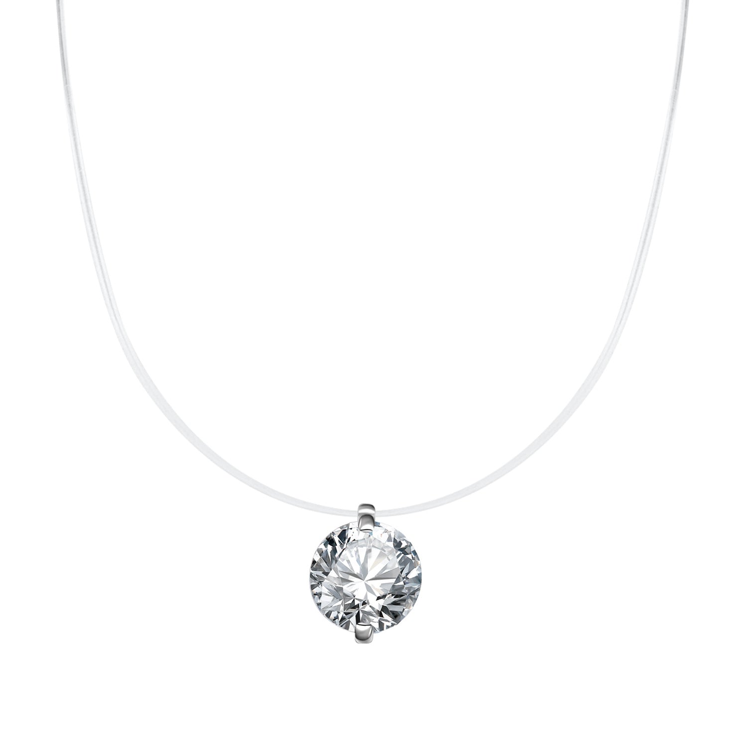 S925 Sterling Silver "Mermaid Tears" Moissanite Necklace – Invisible Fishing Line Floating Pendant, D-Color Moissanite Clavicle Chain, Niche Ethereal Jewelry for Women