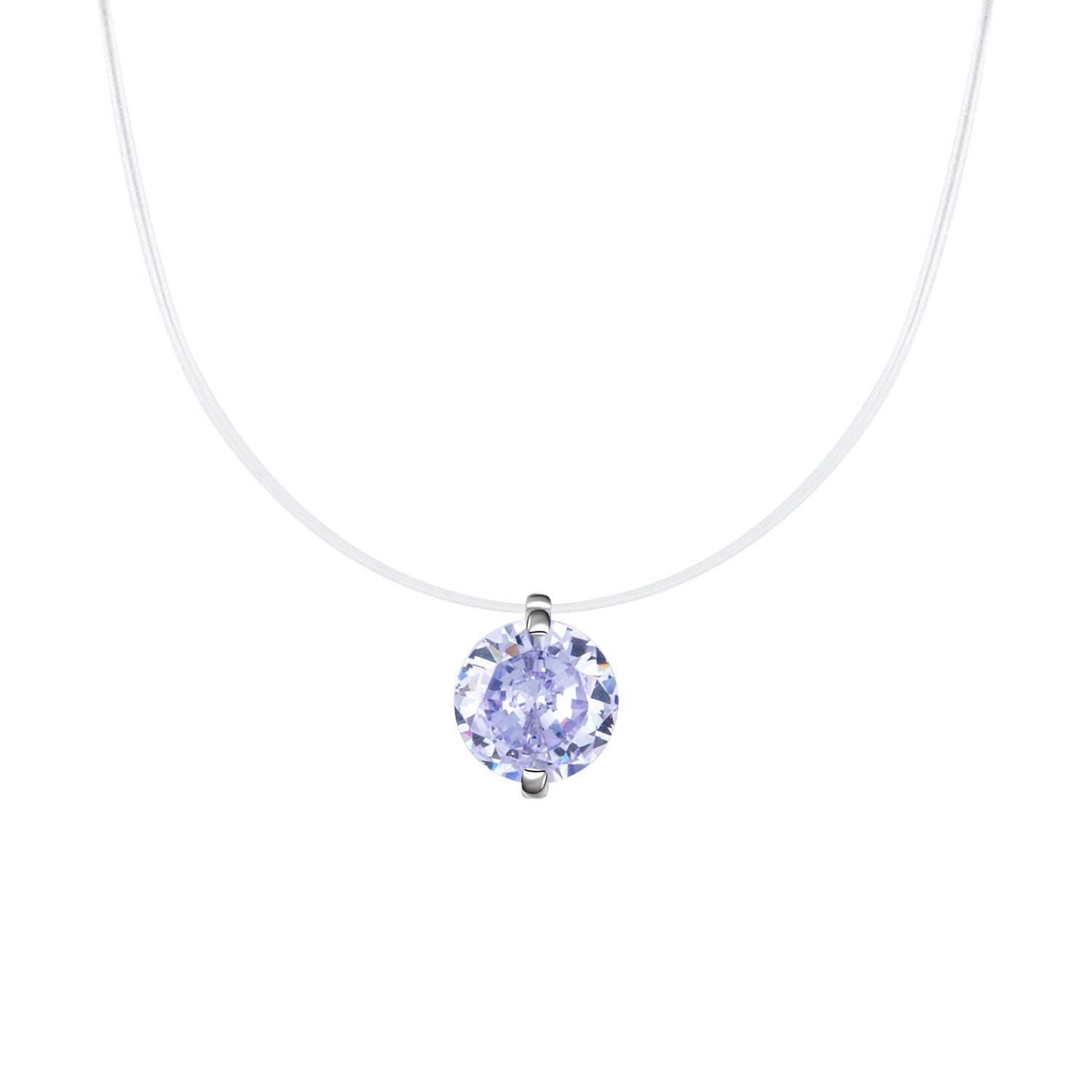 S925 Sterling Silver "Mermaid Tears" Moissanite Necklace – Invisible Fishing Line Floating Pendant, D-Color Moissanite Clavicle Chain, Niche Ethereal Jewelry for Women