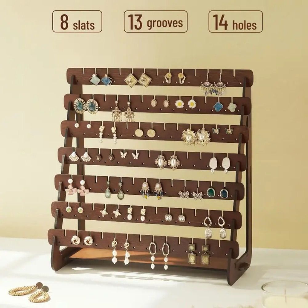 Solid Wood Multi-Functional Jewelry Display Rack - Professional Earring & Bracelet Organizer - High-End Boutique Stall & Photography Props