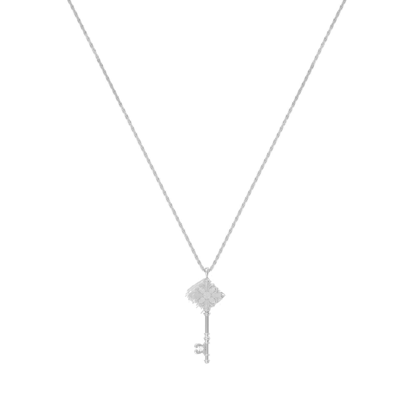 Retro Iris Key Pendant Necklace – 18K Gold Plated Light Luxury Clavicle Chain, Versatile Niche Design Long Sweater Chain for Women