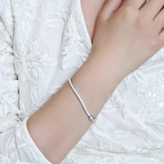 Minimalist Pave Diamond Link Bracelet – 18K Rose Gold & White Gold Plated Jewelry, Elegant Simple Chain Bracelet, Fashionable Gift for Friends