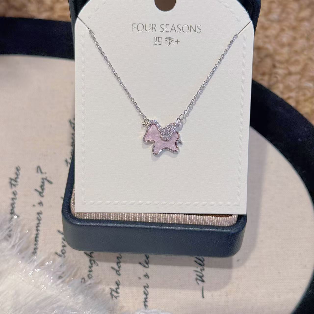 Natural Shell Pony Pendant Necklace – 18K Gold Plated Zodiac Horse Spirit Necklace, Meaningful Good Luck Jewelry Gift for Women